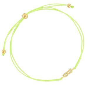 Gorjana Initial Prism Bracelet – Letter B – Gold Plated – Green Cord – NWT